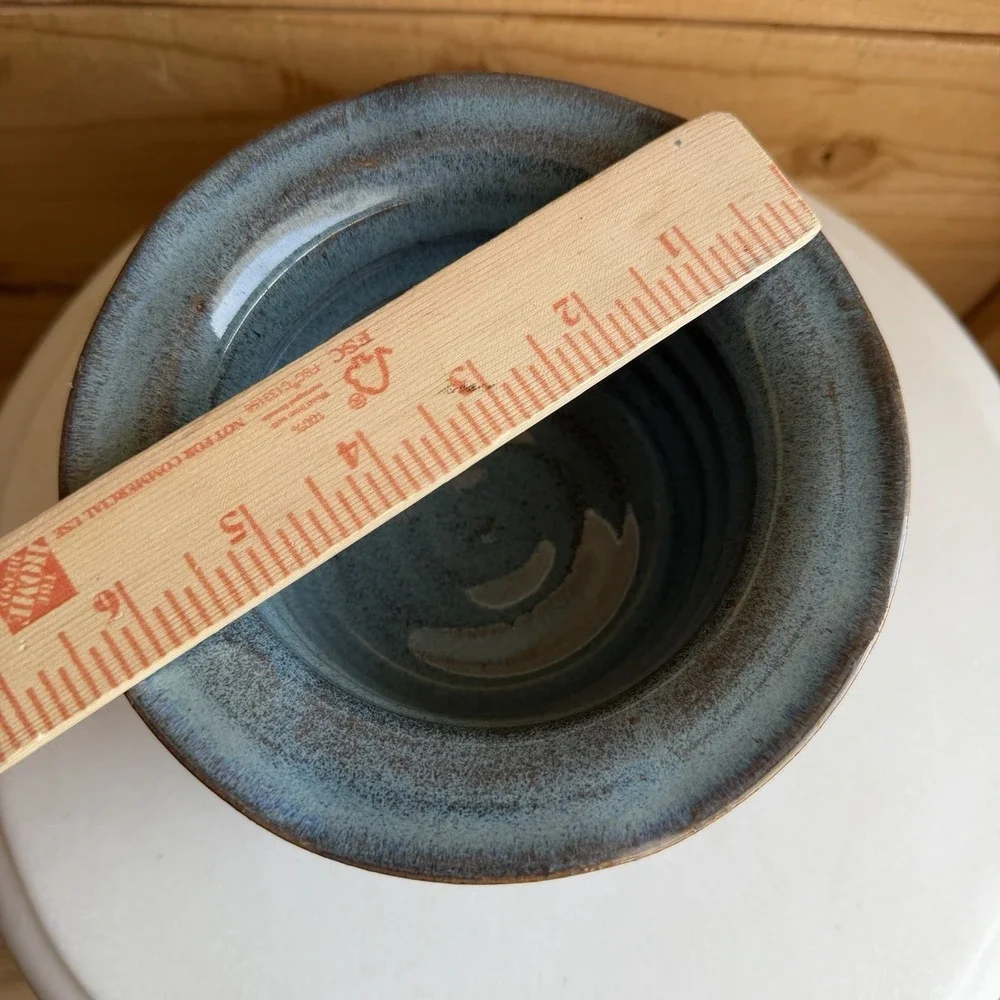 Handmade Pottery‎ Bread Bowl Double Pot Blue Cottage Core Decor Baugnet